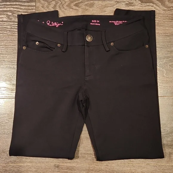 ❤️ LILLY PULITZER WORTH SKINNY ANKLE PONTE PANTS, BLACK, 4 (27) - Picture 4 of 11